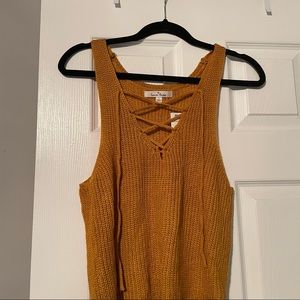 Knit tie front tank top